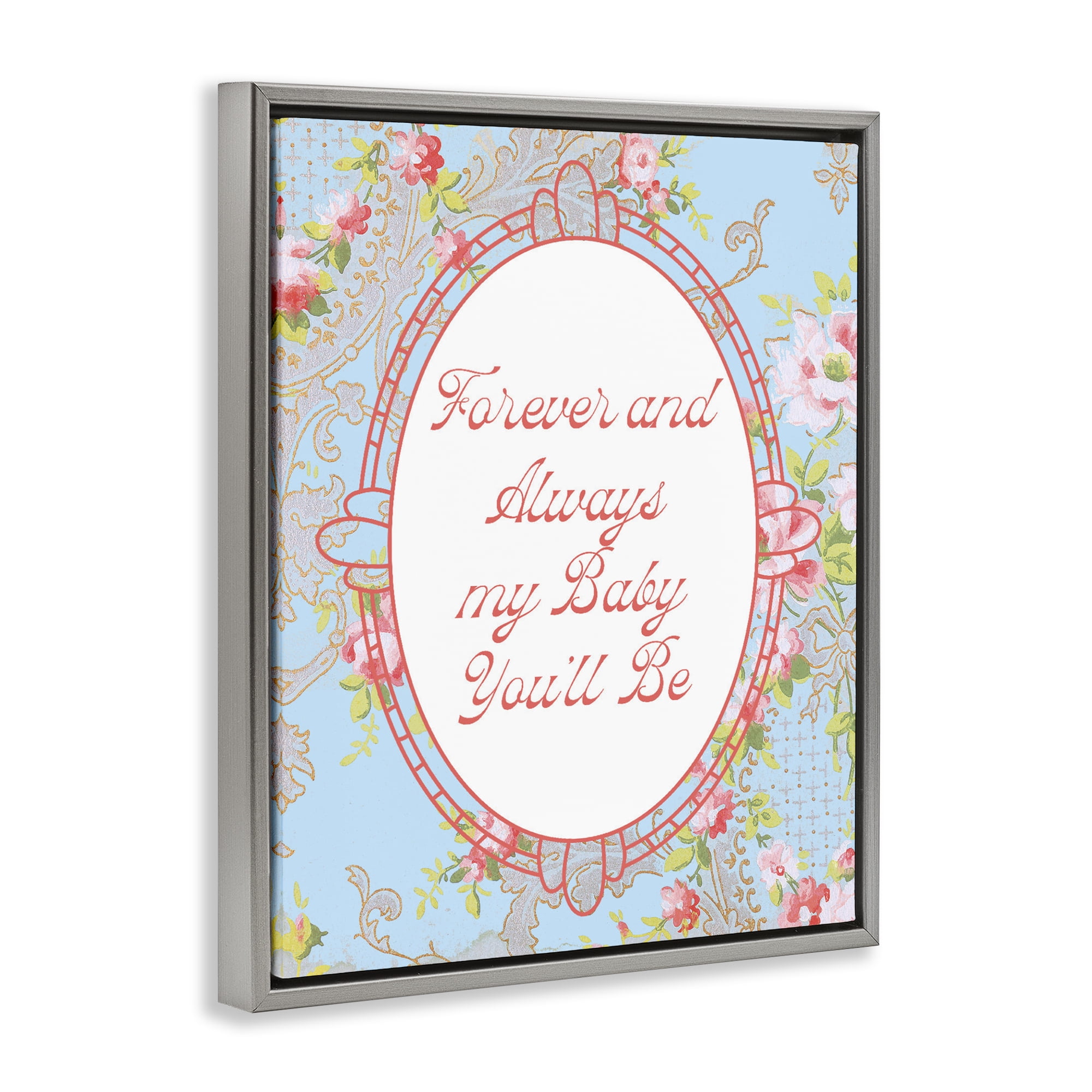 Stupell Industries Forever And Always My Baby Gray Framed Floater Canvas Wall Art, design by Lil' Rue