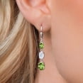 thumbnail image 3 of Gem Stone King 925 Sterling Silver Green Peridot 3 Stone Dangle Earrings for Women (5.64 Cttw, Gemstone August Birthstone, Oval 8X6MM, 7X5MM and 6X4MM), 3 of 6