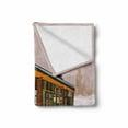 thumbnail image 2 of Modern Soft Flannel Fleece Throw Blanket, Yellow Train on Rail Roads Winter Scenery Old Suburban Illustration, Cozy Plush for Indoor and Outdoor Use, 50" x 70", Yellow and Pale Brown, by Ambesonne, 2 of 6
