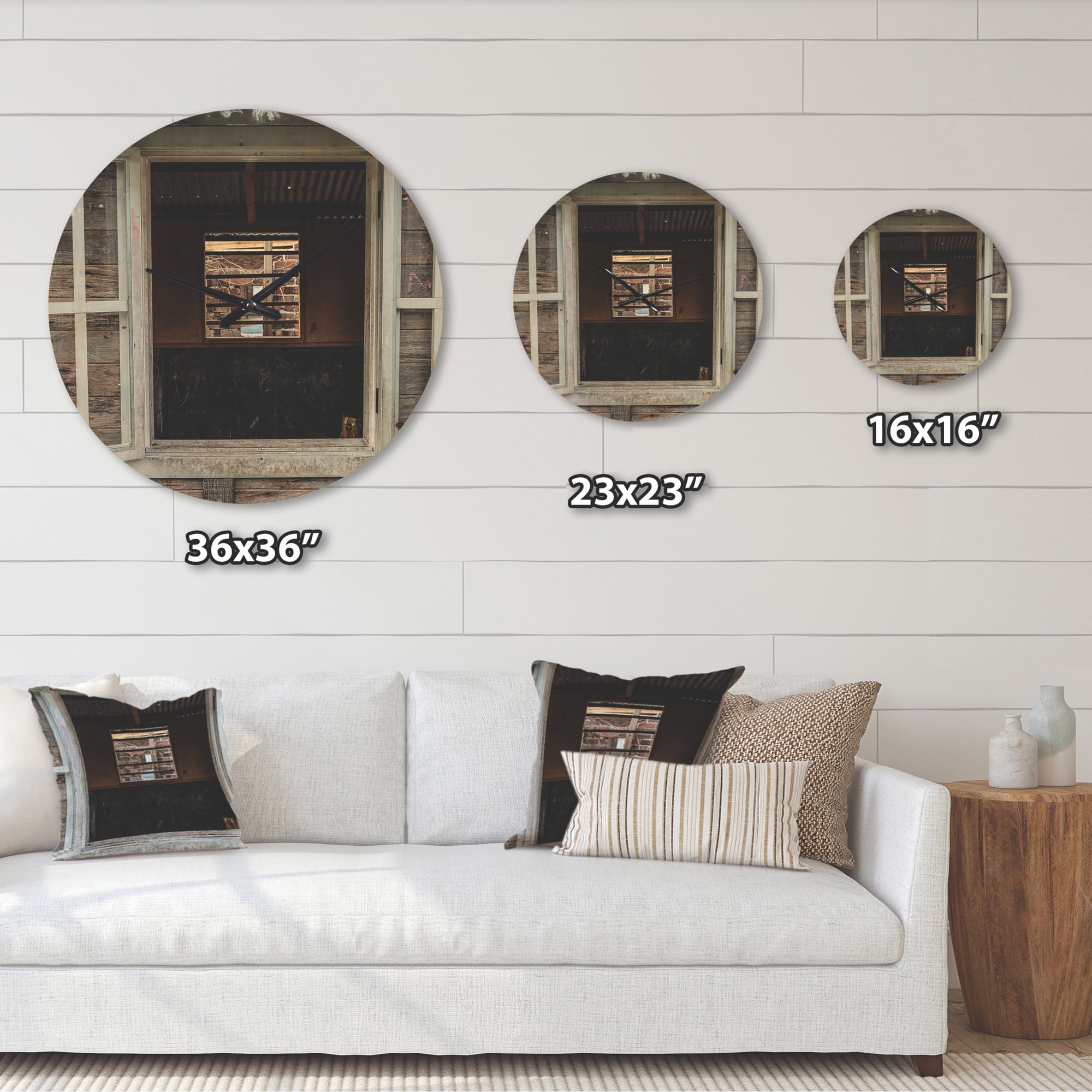 Designart 'Wooden Windows and Walls' Farmhouse Wood Wall Clock