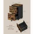 thumbnail image 3 of 2-Drawer Rolling File Cabinet, Compact Mobile Filing Cabinet for Home Office & Printer Stand, Fits A4/Letter-Size Documents, 15.7x16.5x27.6 Inch, Rustic Brown & Ink Black, Steel/Plastic/Particleboard, 3 of 8
