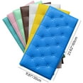 thumbnail image 5 of Panel de pared decorativo revestido de cuero 3D de 23,6 x 11,8 pulgadas, adhesivo de pared a prueba de golpes, papel tapiz, cojín suave para paredes de TV, dormitorio infantil, cabeceros de cama (rosa, 5 of 5