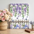 thumbnail image 3 of Purple White Floral Canvas Wall Art for Living Room, Watercolor Spring Butterfly Lavender Green Leaf Wood Fence Wall Decor Framed Artwork Pictures Ready to Hang for Bedroom Office Home Decor, 3 of 9