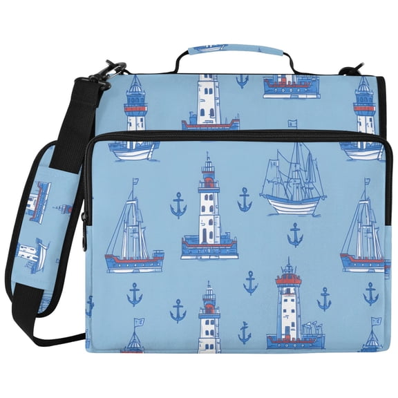 ALAZA Zipper Binder Anchors Ships Pattern 2 inch 3 Ring 500 Sheet Capacity Trapper Keeper File Folder Organizer Bag
