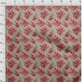 thumbnail image 3 of oneOone Cotton Silk Light Beige Fabric Stripe|Leaves & Floral Artistic Dress Material Fabric Print Fabric By The Yard 42 Inch Wide, 3 of 4