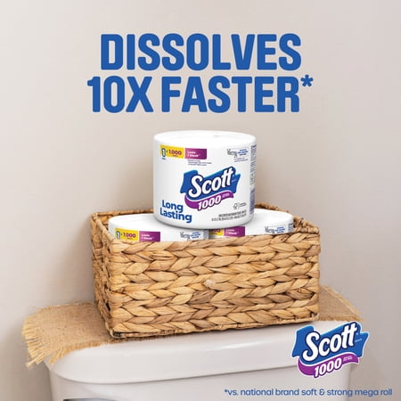 Scott 1000 Toilet Paper, 1 Roll, 1,000 Sheets per Roll