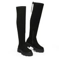 thumbnail image 2 of Dream Pairs Women's Over The Knee Patform Thigh High Boots Long Stretch Soft Chunky Lug Sole Fall Boots SDOB222W BLACK/SUEDE Size 7.5, 2 of 5