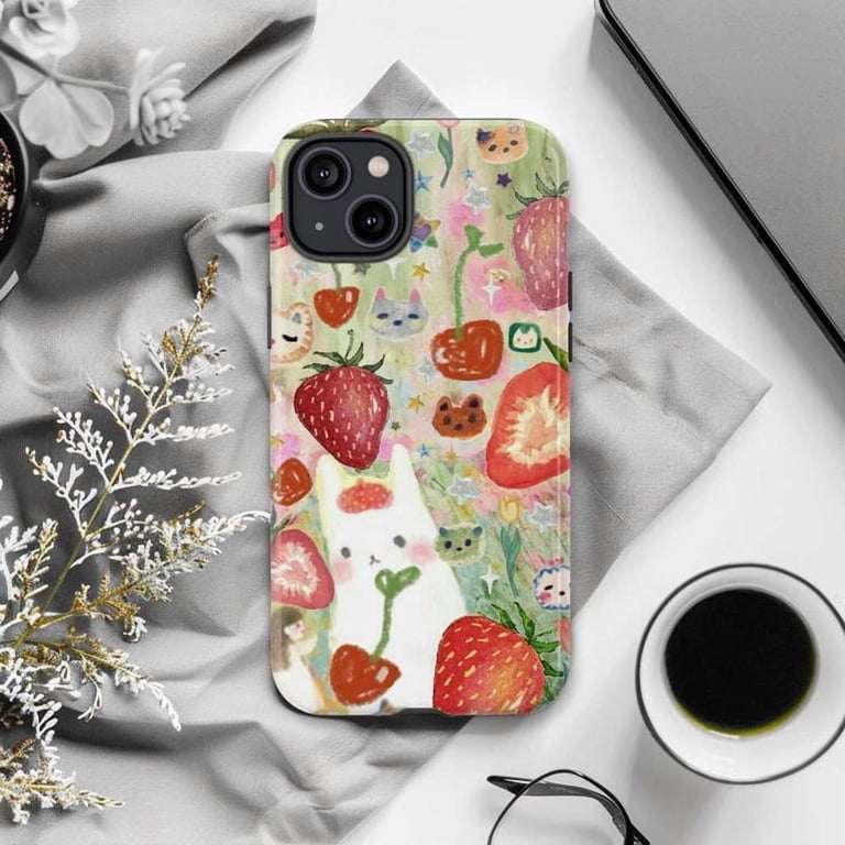 Whimsical Strawberry & Cat Collage Phone Case, Cute Fruit and Kitten  Pattern Cover for iPhone 17 16 15 14 13 12 11 Pro Plus Mini - Walmart.com