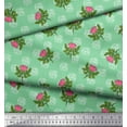 thumbnail image 2 of Soimoi Green Cotton Duck Fabric Leaves & Rose Floral Print Sewing Fabric Yard 56 Inch Wide, 2 of 3