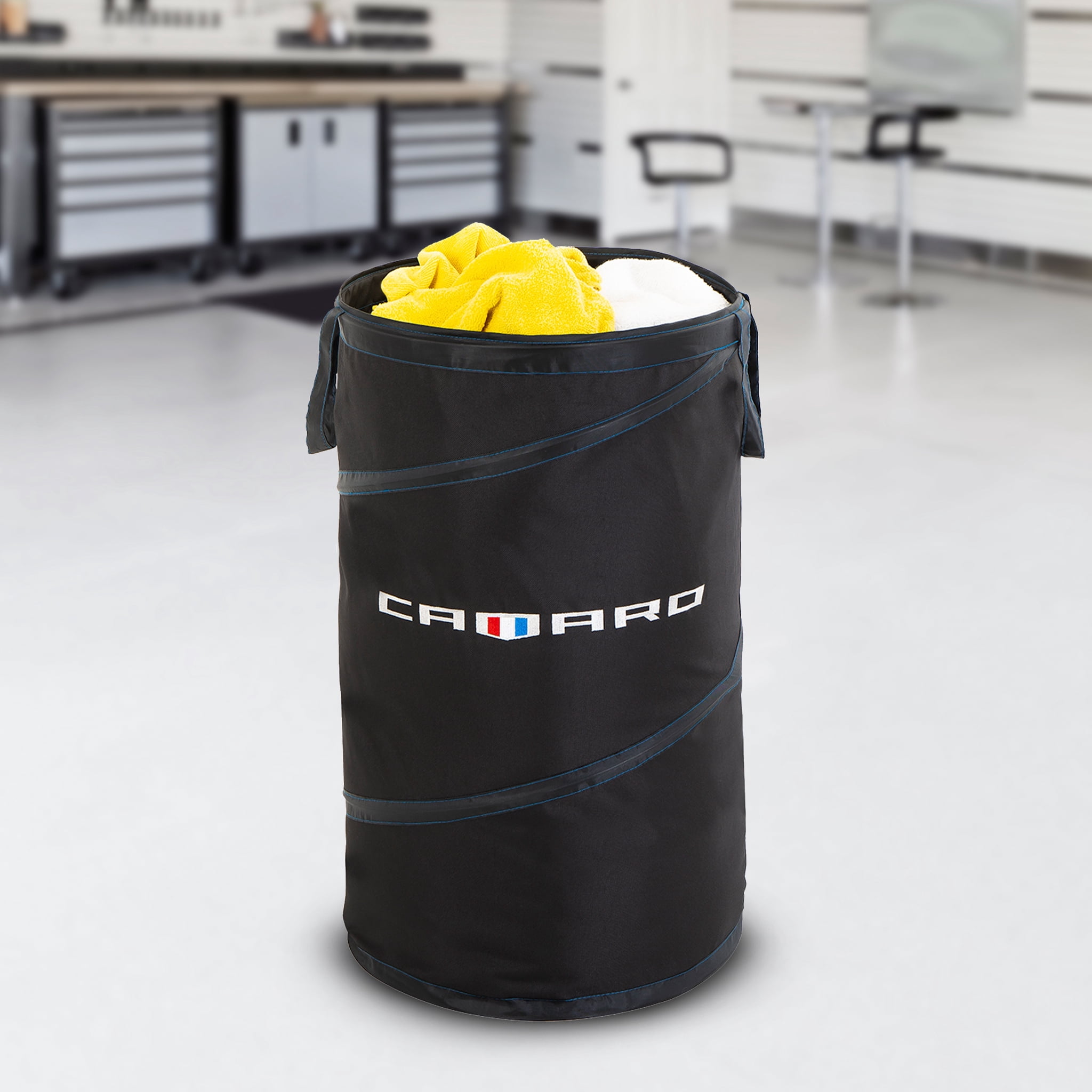 Pop-Up Spiral Laundry Hamper Bag Heavy Duty Polyester -  Holds 2 Loads - 15 x 25 Inch - Black - Camaro