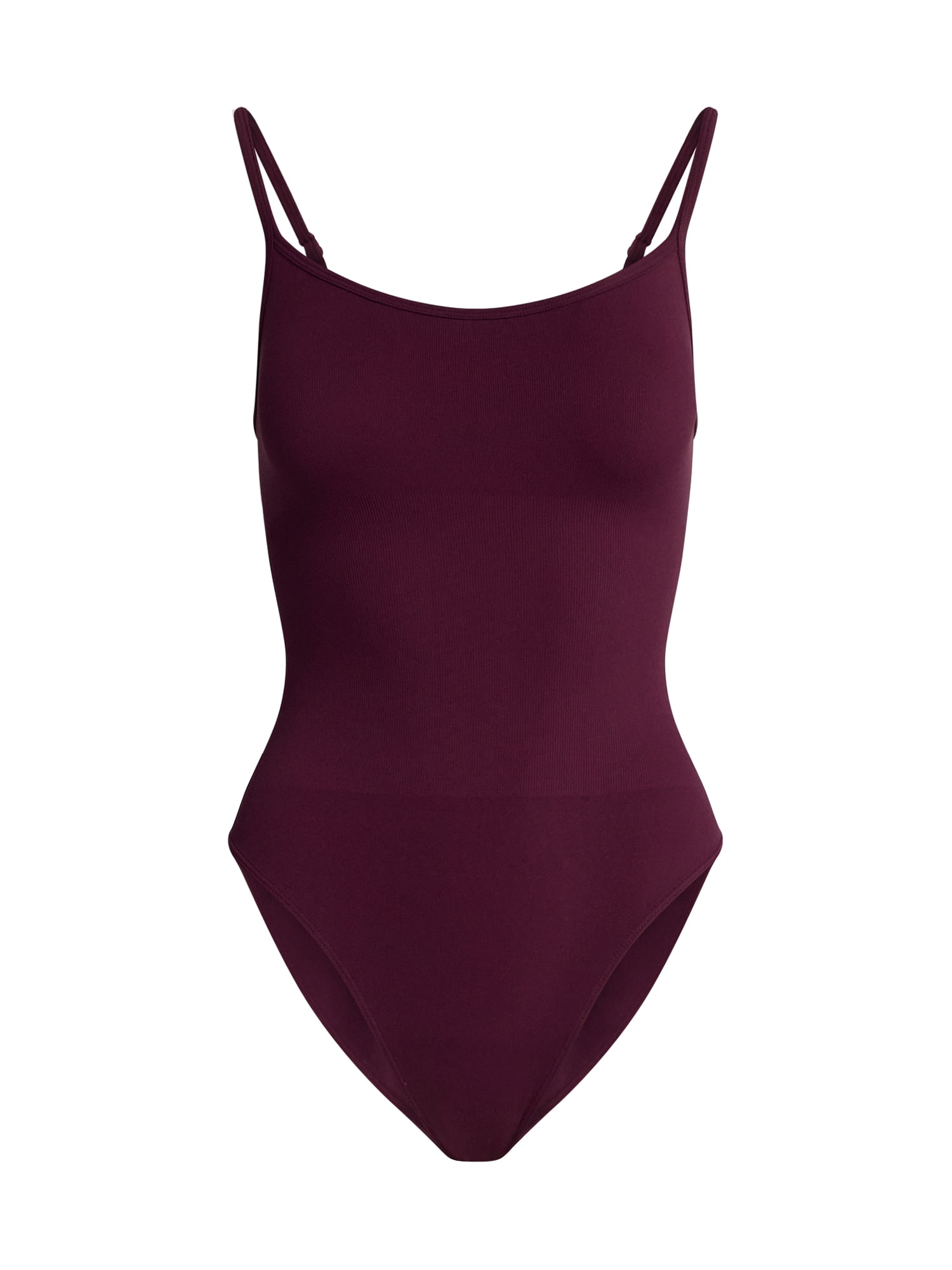 Joyspun Women's Seamless Shaping Ribbed Cami Bodysuit, 2-Pack, Sizes XS-XXXL