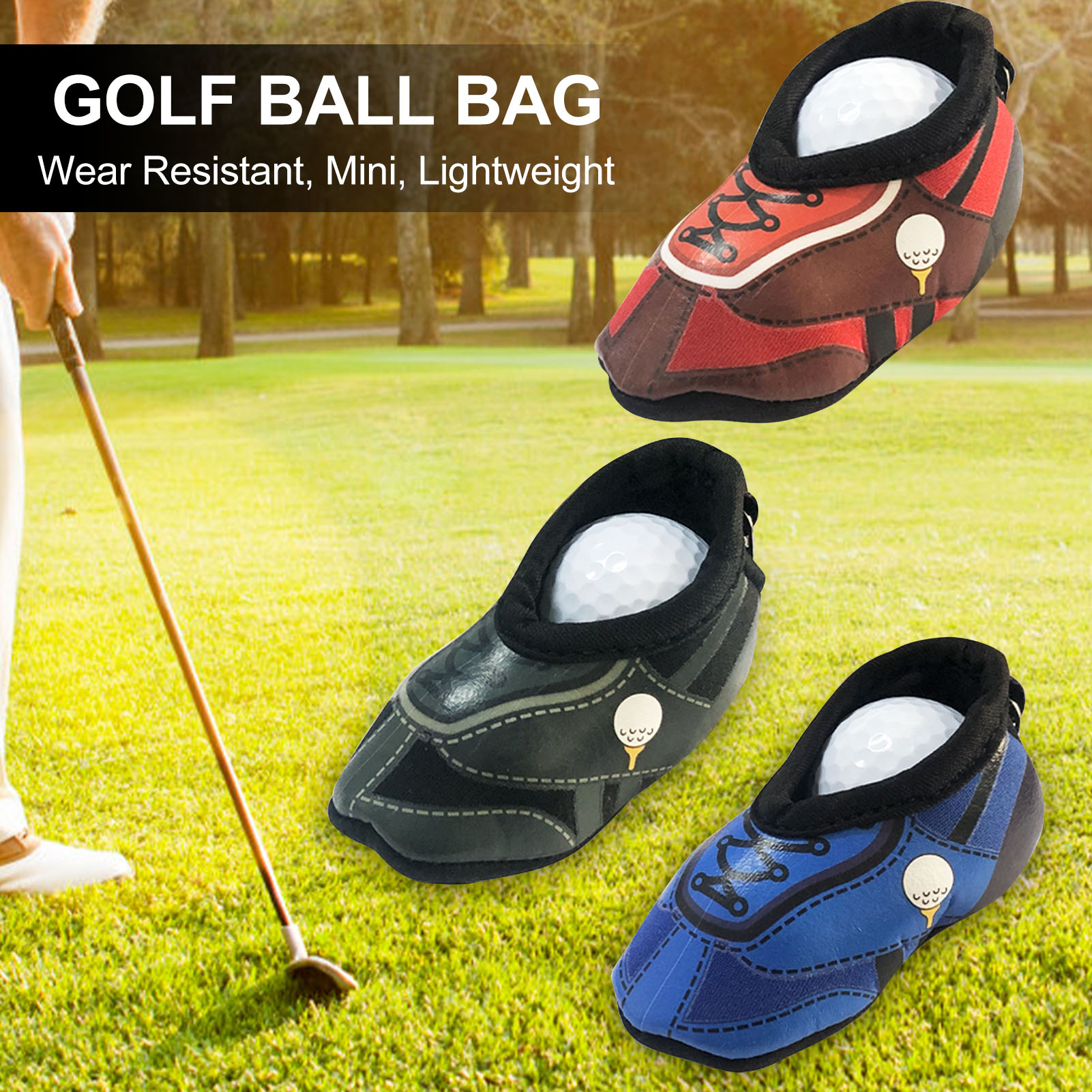 Generic Golf Ball Bag Golf Ball Waist Bag Magnetic Buckle Portable Tee for  Men Black