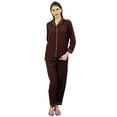 thumbnail image 5 of Bimba Button-Down Shirt With Elastic Waist Pajama Pants 2 Pcs Full Sleeve Night Wear Set, 5 of 8