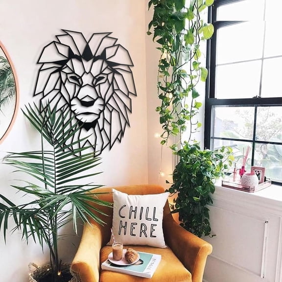 SUSSEXHOME Lion Head Metal Wall Art - Majestic Animal Decor for Living Room or Office, Modern Style (20" L x 15.7" W / 51x40 cm)
