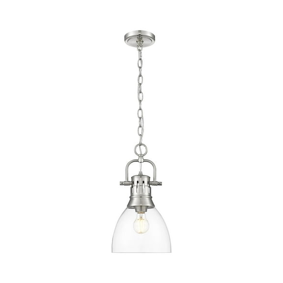 Yep by Golden Lighting Duncan 1-light 9in chain hung Pendant in Pewter and Clear Glass