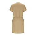 thumbnail image 5 of Summer Dresses for Women 2025 V Neck T Shirt Casual Solid Mini Dresses Tie Waist Sundresses with Pockets, 5 of 6