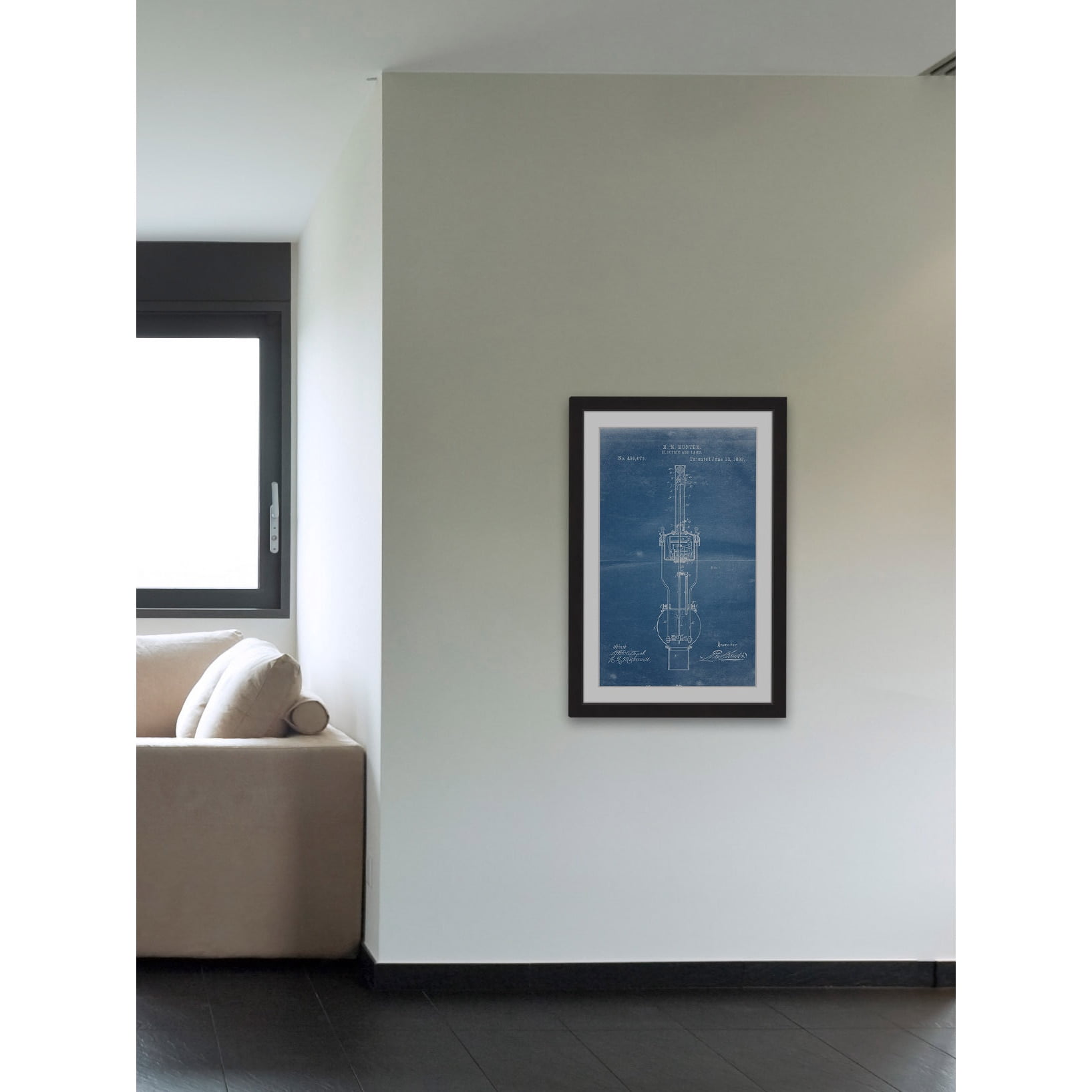 "Arc Lamp 1893 Blueprint" Framed Painting Art Print, 16" x 1.5"