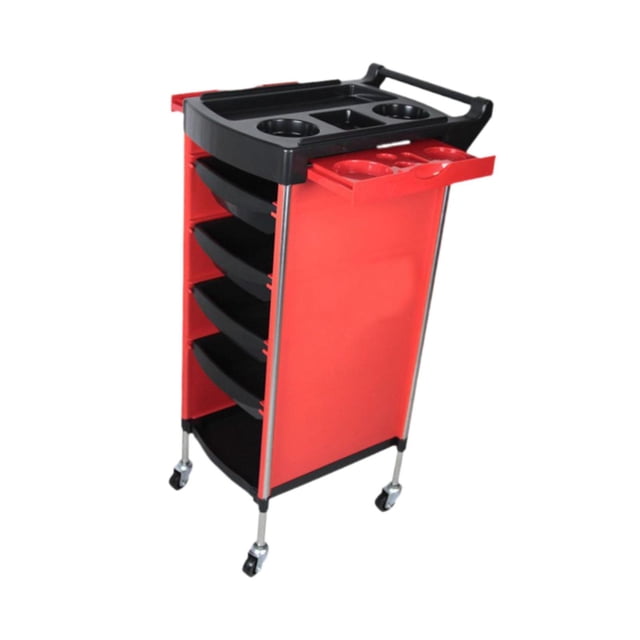 Carrito rodante para peluquería, carrito para peluquería, SPA, belleza, peluquería Rojo Con asa