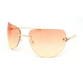 thumbnail image 2 of Rimless Oversized Curved Oceanic Lens Leopard Jewel Arm Sunglasses Gold - Orange Yellow, 2 of 4