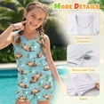 thumbnail image 4 of Psesaysky Cute Otter Floral Girls Tankini Swimsuit 2 Piece Bathing Suits for Girls Round Neck Swim Tank Top and Drawstring Bottoms for 6-15Y, 4 of 7