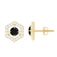 thumbnail image 3 of Rosec Jewels Minimal Stud Earrings with Black Spinel and Diamond for Women - AAA Grade, 10K Yellow Gold, 3 of 8