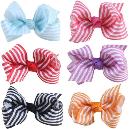 

6 pcs Girls Hair Clips Baby Kids Hair Pin Ribbon Bow Hair Accessories NEW