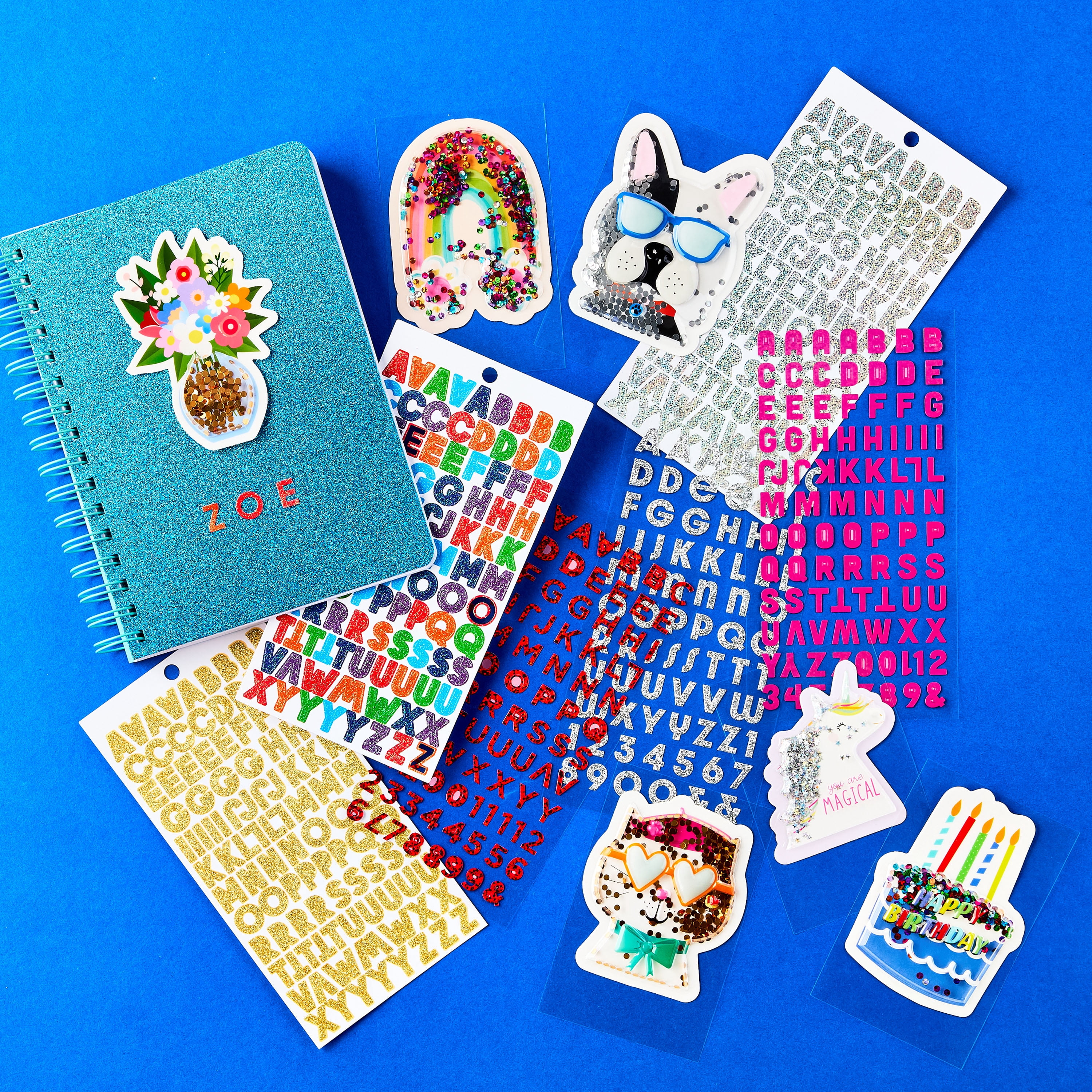 Hello Hobby Silver Glitter Alphabet Stickers, 73 Count