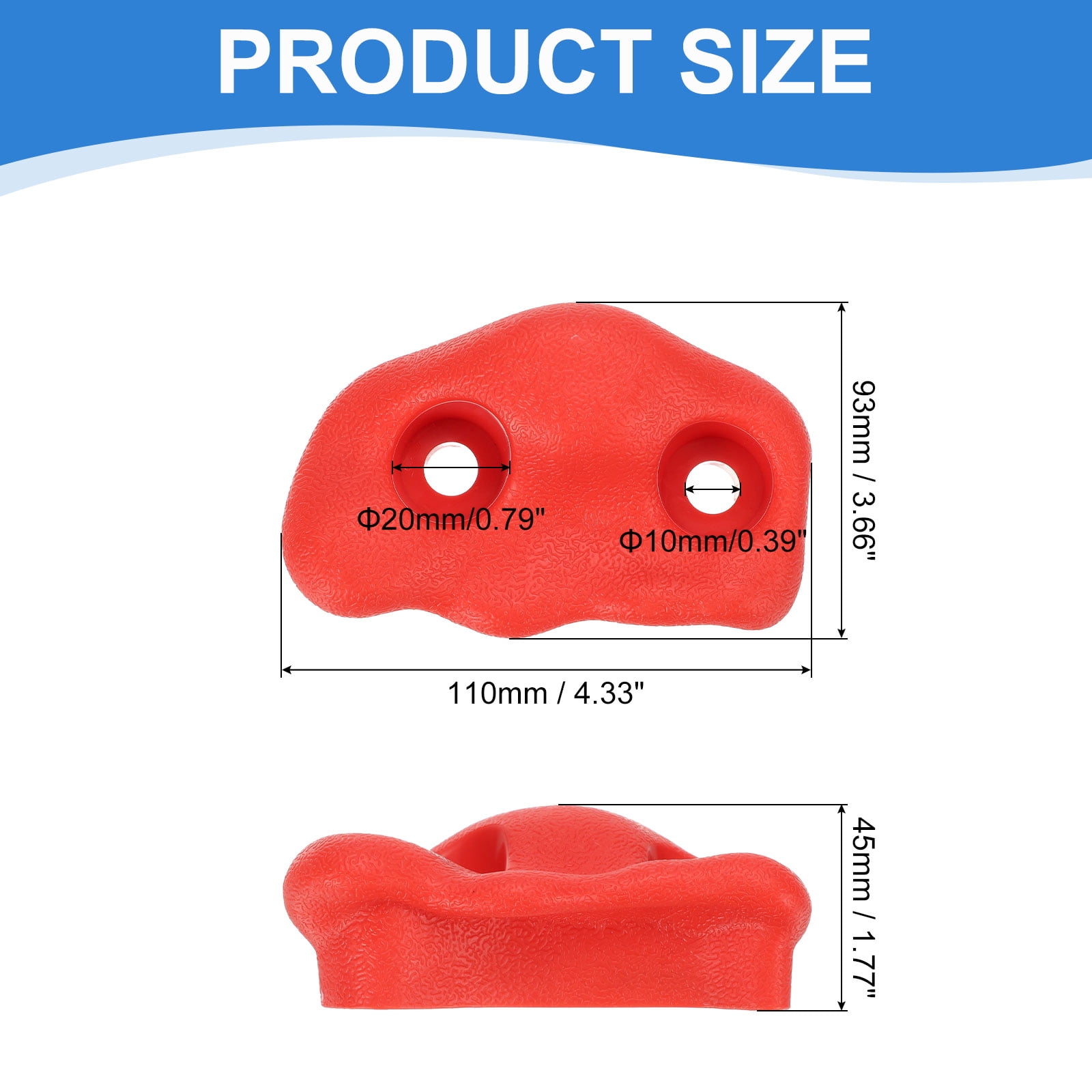 Rock Climbing Holds, 10 Pcs Small Climbing Rock Wall Grips with Double Hole for Playground Accessory, Red-C