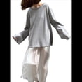 thumbnail image 3 of Suéteres de Verano Informales, Holgados, 100% Algodón, con Cuello Redondo, Espalda Descubierta y Sudaderas Oversize para Mujer 2025 Gris M, 3 of 10