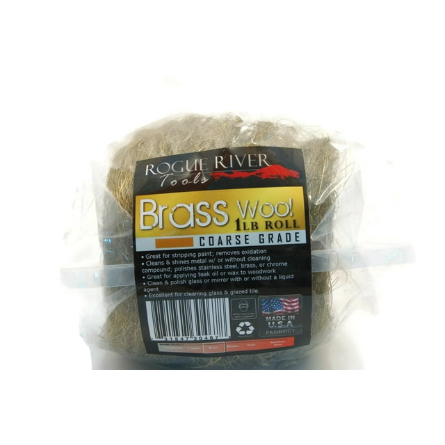 Brass Wool (FINE Grade) - 1lb Roll - by Rogue River Tools. Made in USA, Pure Brass