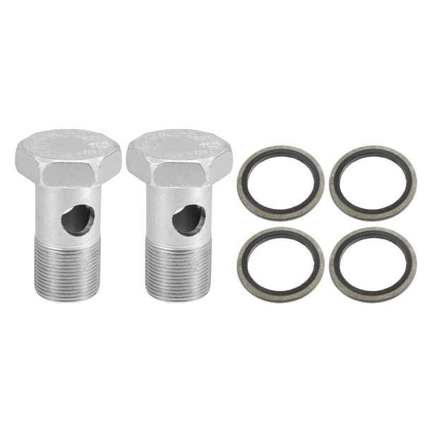 Juego de 2 adaptadores de montaje de freno de perno de coche M26x1.5 rosca de línea de freno perno único con 4 arandelas de cobre