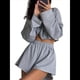thumbnail image 3 of Conjuntos de 2 Piezas para Mujer, Pantalones Cortos Deportivos de Gran Tamaño, Conjunto Informal A Juego, Chándal, Ropa de Otoño Gris L, 3 of 7