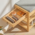 thumbnail image 3 of SoBuy FSR49-N, Bamboo Shoe Rack with Lift Up Bench Top and Seat Cushion,Hallway Shoe Storage Bench Organizer with Drawers, 3 of 7