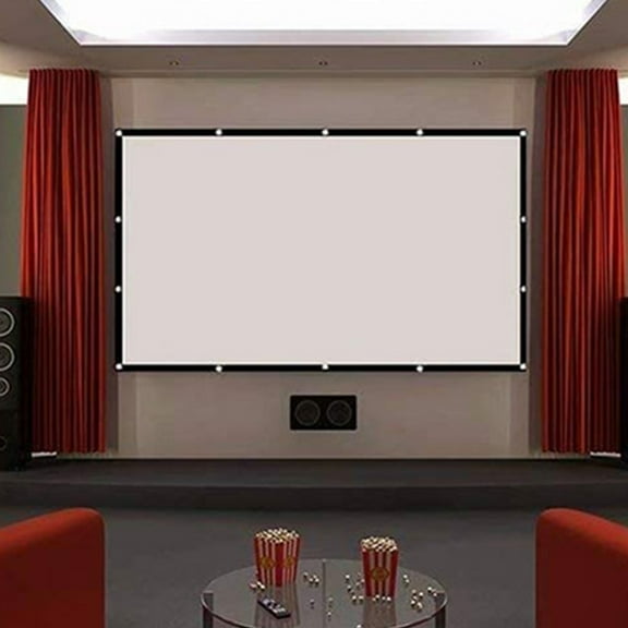 LULULION White Polyester Projector Screen 16 9 Foldable Indoor Outdoor Screen with Metal Buckles for Easy Hanging