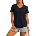 thumbnail image 4 of Lenpel Workout Tops for Women Short Sleeve V Neck Curved Hem Athletic Casual T-Shirts Running Yoga Tees UPF 50+ Sun Shirts, 4 of 4