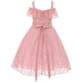 thumbnail image 2 of Big Girl Off Shoulder Lace Rhinestones Easter Flower Girl Dress USA Burgundy 8 CB 1710 BNY Corner, 2 of 3