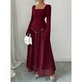 thumbnail image 4 of Women's 2025 Fall Long Sleeve Bodycon Dress Mock Neck Wedding Guest Cocktail Party Long Midi Dresses, 4 of 4