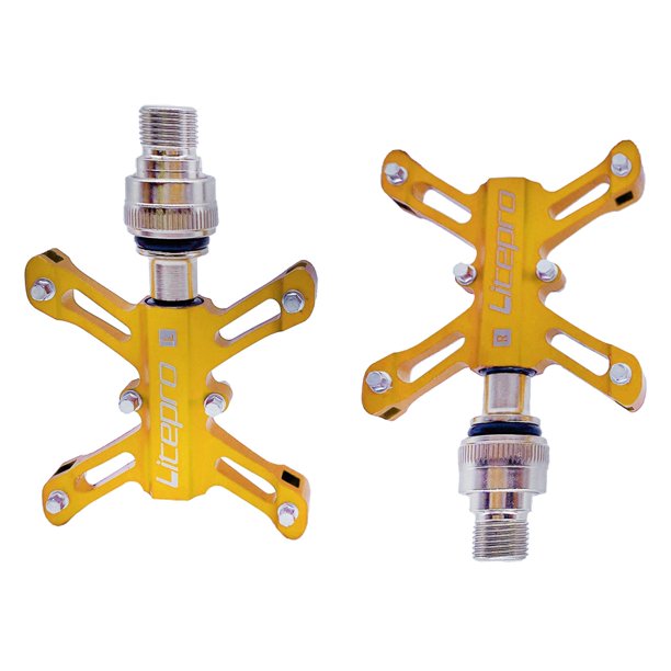 Pedales de bicicleta de aleación de aluminio, rosca de 14 mm, componentes de dorado Sunnimix Pedal de bicicleta ligero