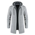 thumbnail image 5 of Alkepwun Men's Solid Color Hooded Jacket Windbreaker Mid Length Hooded Jacket, 5 of 5