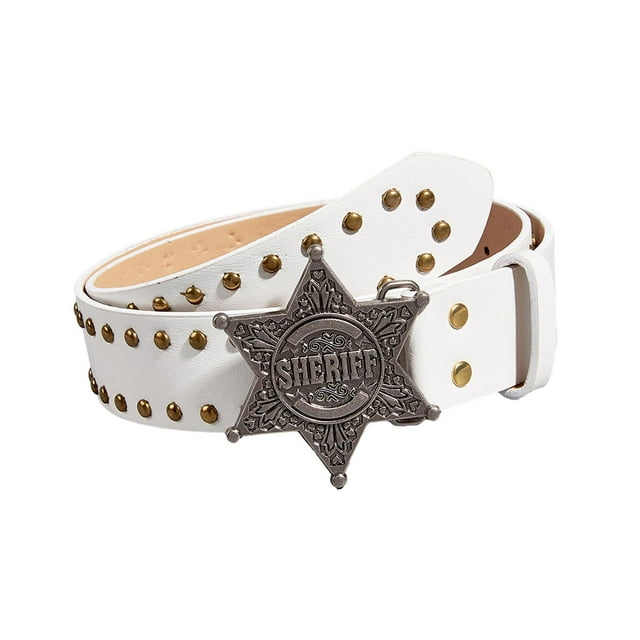 Cinturón de piel sintética para mujer, accesorio de vestuario, cinturón estético, cinturón gótico, cinturón punk. Blanco