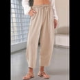 thumbnail image 3 of Pantalones Rectos Holgados e Informales de Algodón y , Color Albaricoque XL, 3 of 5