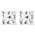 thumbnail image 1 of Olympics Throw Pillow Cushion Cover Pack of 2, Basketball Football Volleyball Cricket Tennis Players Athletes Illustration Print, Zippered Double-Side Digital Print, 4 Sizes, Black White, by Ambesonne, 1 of 2