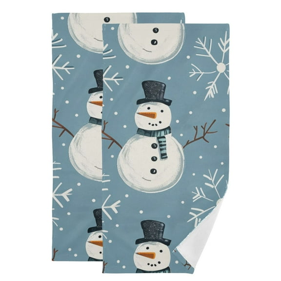 Snow Snowman Cartoon Hand Towel Absorbent Bath Towels for Bathroom Sports Gym 28" x 14" Set of 2