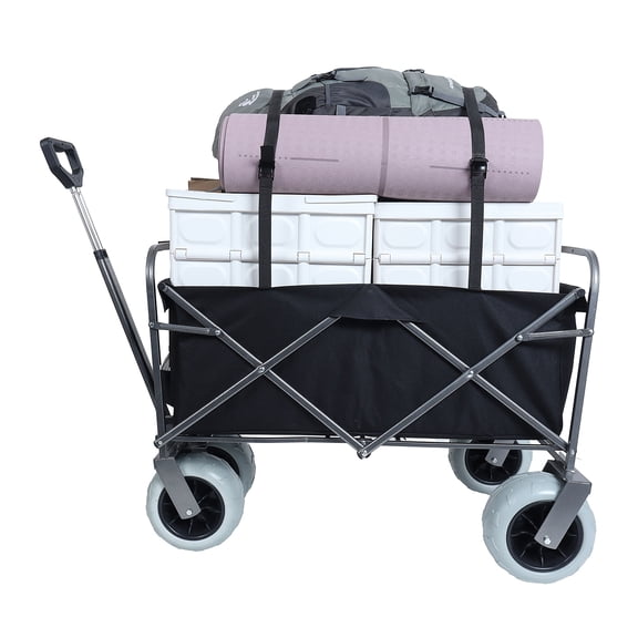 Beach Wagon With Big Wheels For Sand,500lb Capacity,9" Pneumatic Tires,Large Wagon Cart Folding All Terrain For Camping, Sports, Groceries