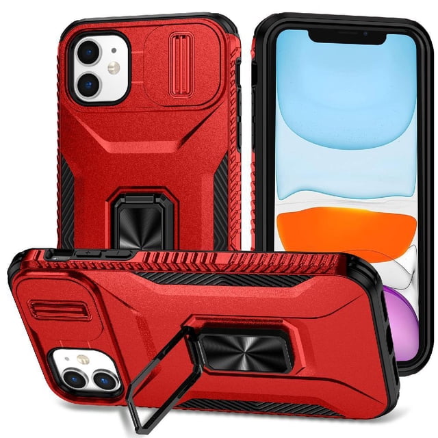 Funda para GANGXUN iPhone 11 - Soporte metálico, Función magnética, Rojo