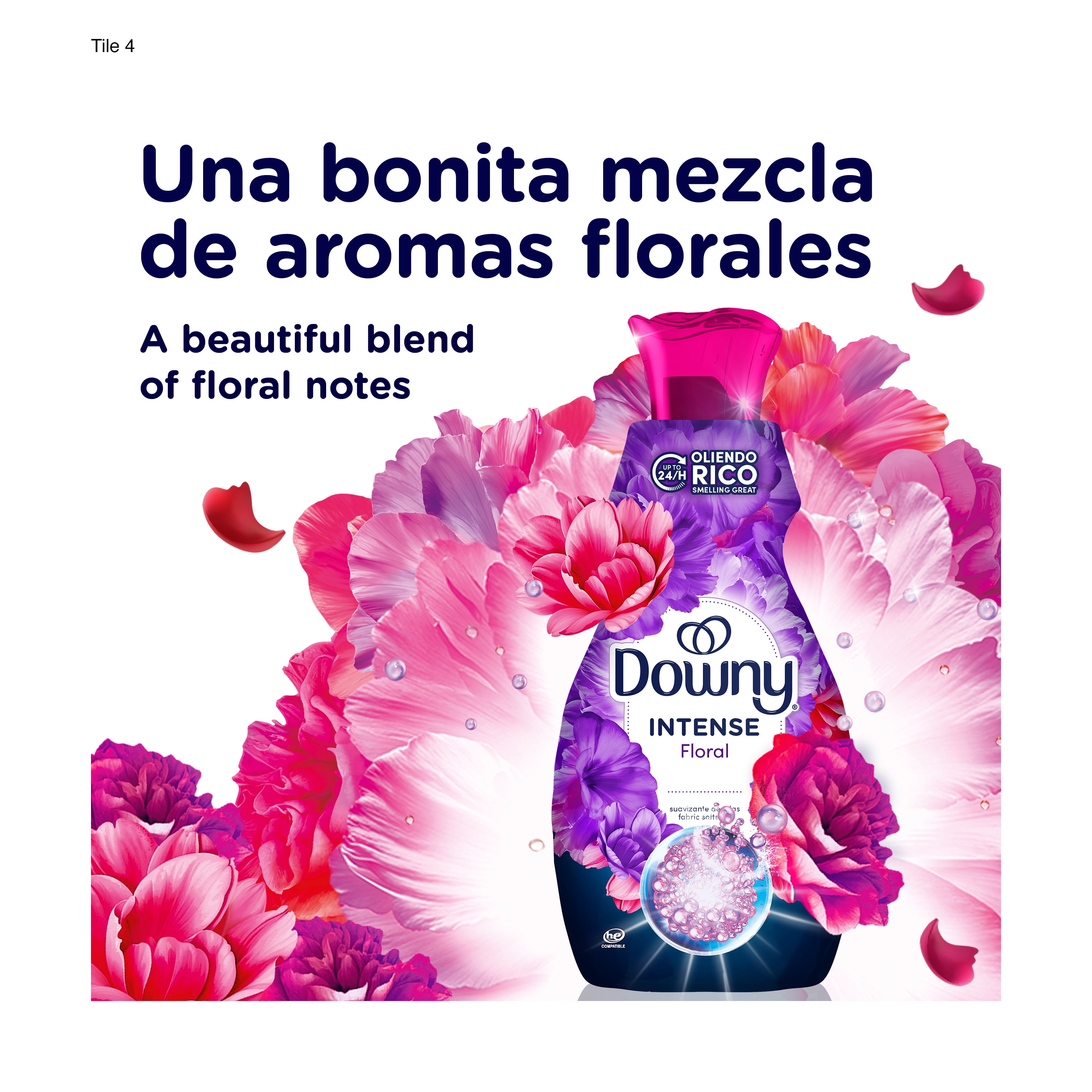 (4 pack) Downy Intense Liquid Fabric Softener and Conditioner, Floral Scent, 77 fl oz, 105 Loads