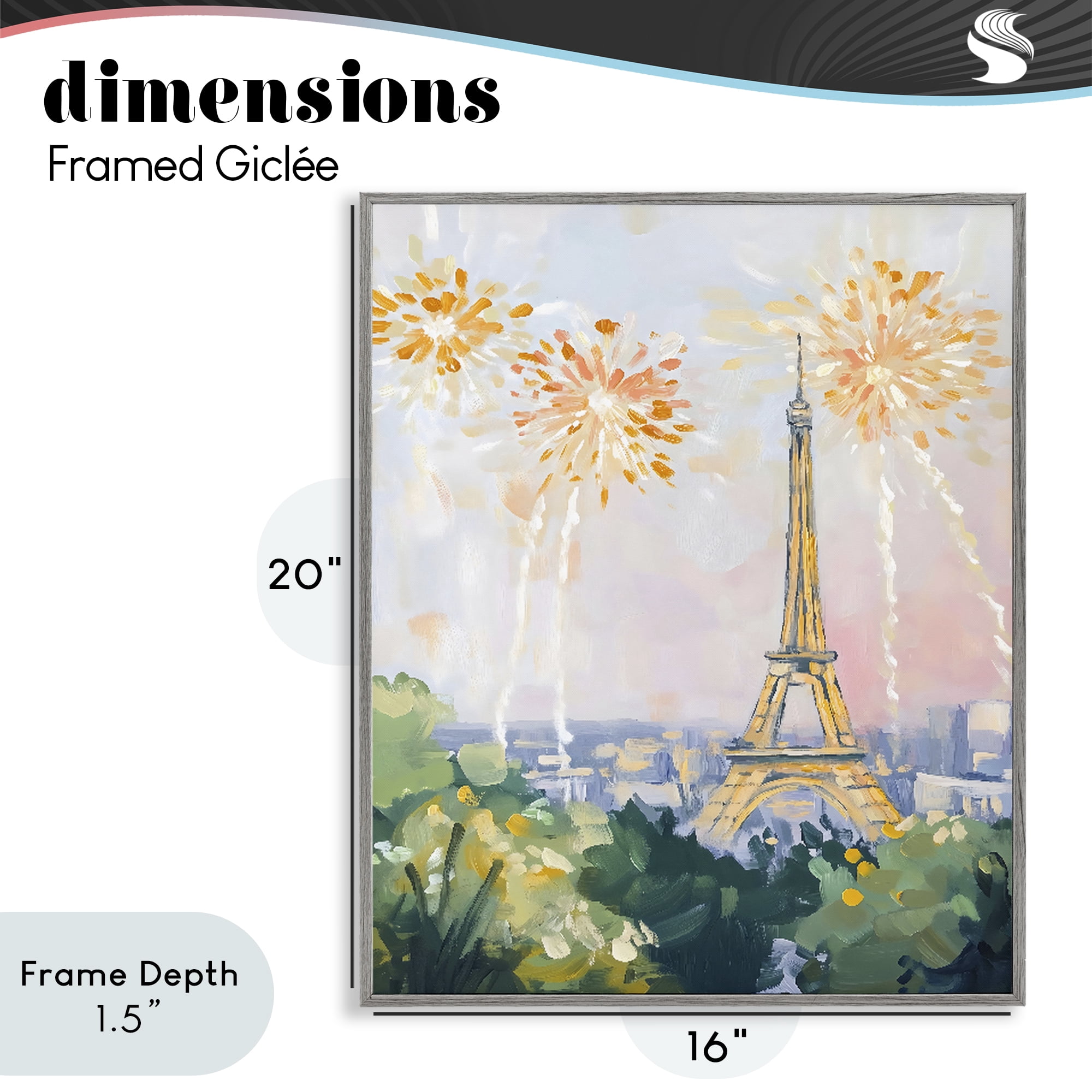 Stupell Industries Fireworks in Paris Gray Framed Giclee Art, design by The Prints Vibe