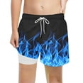 thumbnail image 4 of Bjutir Boys Swim Trunks With Compression Liner Casual Breathable Print Swim Short For Boy Summer Swimsuit Blue Size 10-12 Years, 4 of 4