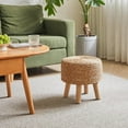 thumbnail image 4 of Foot Stool Natural Seagrass Hand Weave, 12.6" Small Ottoman, Round Footrest for Living Room, Bedroom, Entryway, Change Shoes Stool, Non-Skid Wood Legs, Boho, Natural, UHBD027N, 4 of 17