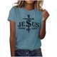 thumbnail image 1 of Mujeres Manga Corta de Verano Tops Pascua Impresa Cuello Redondo, Blusa de Moda Casual para la Primavera, 1 of 4